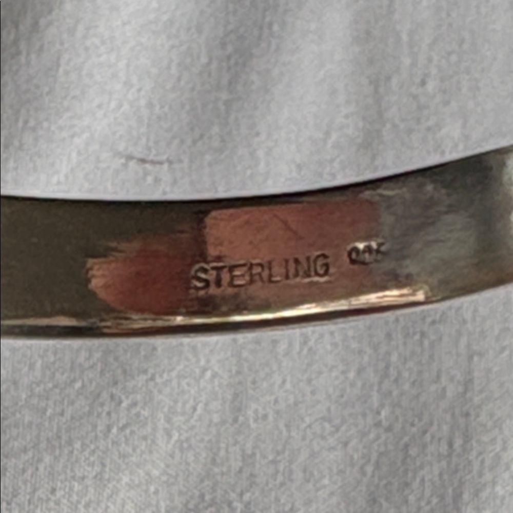 Southwestern Oval Turquoise Sterling Silver Cuff Bracelet - Picture 3 of 3